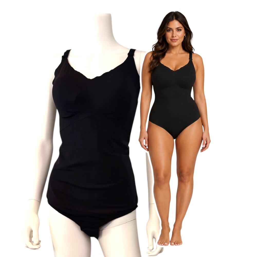 Honeylove Slimming Bodysuit Black 1X Cami Tank Bodyshaper Smoothing Shapewear
